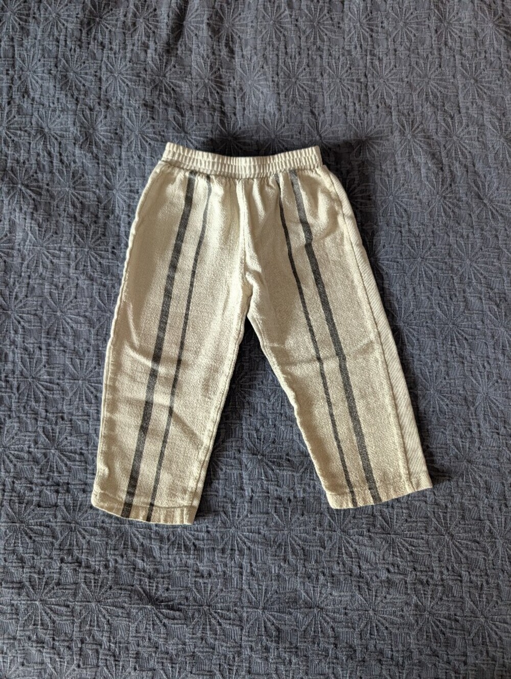 Zara Cream Pants with Gray Stripes